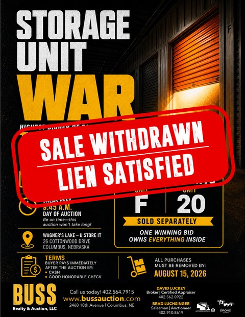 Featured image for the LIEN SATISFIED, SALE WITHDRAWN….Storage Unit WAR (Wagners Lake – U STORE IT) auction.